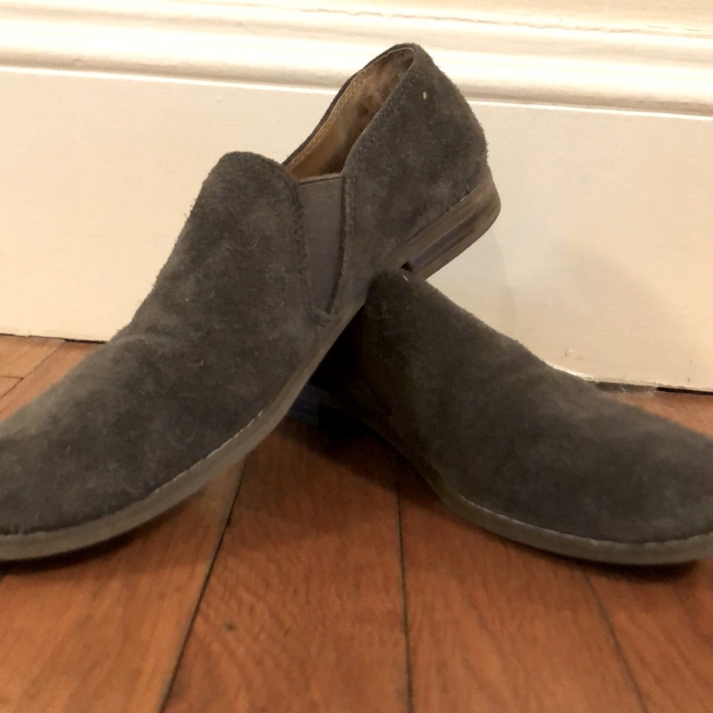 Gray Suede Slip Ons by Franco Sarto